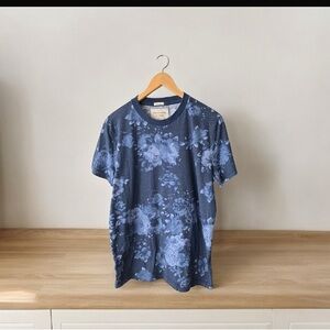 Abercrombie & Fitch Blue Floral Muscle Short Sleeve T-Shirt Mens Large